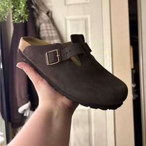 Birkenstock Dark Brown Suede Clogs